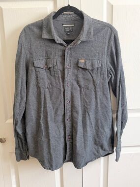 RVCA Men's Casual Long Sleeve Button-Down Shirt in Gray